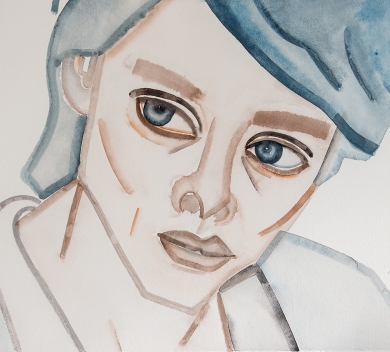 Hu Zi - Adele Gouache on paper 45 cm x 55.5 cm 